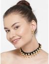 YouBella Black  Gold-Toned Stone-Studded Beaded Jewellery Set